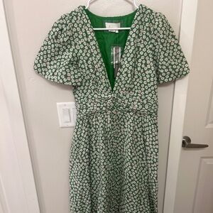 Anthropologie green floral maxi dress